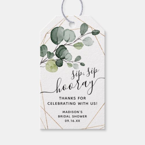 Eucalyptus Sip Sip Hooray Bridal Shower Favor Gift Tags