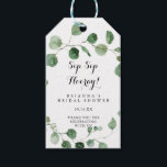 Eucalyptus Sip Sip Hooray Bridal Shower  Gift Tags<br><div class="desc">These eucalyptus sip sip hooray bridal shower gift tags are perfect for a modern wedding shower. The design features watercolor hand-drawn elegant botanical eucalyptus branches and leaves.</div>