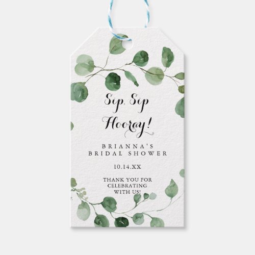 Eucalyptus Sip Sip Hooray Bridal Shower  Gift Tags