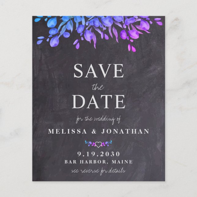 Eucalyptus Slate QR Code Wedding Save The Date Inv (Front)