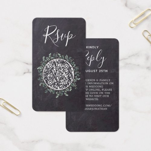 Eucalyptus Slate Wedding Website QR Code RSVP