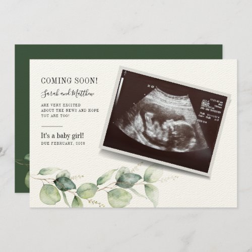 Eucalyptus Sonogram Baby Reveal Pregnancy Announcement