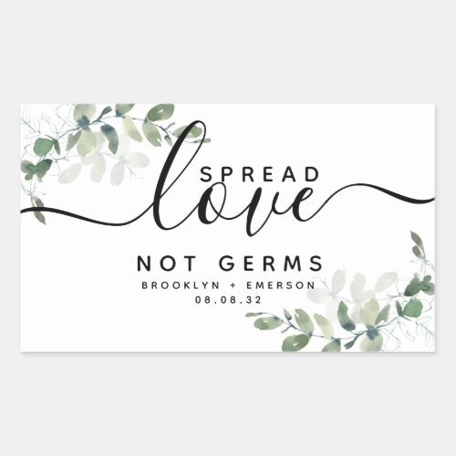 Eucalyptus Spread Love Not Germs Hand Sanitizer Rectangular Sticker
