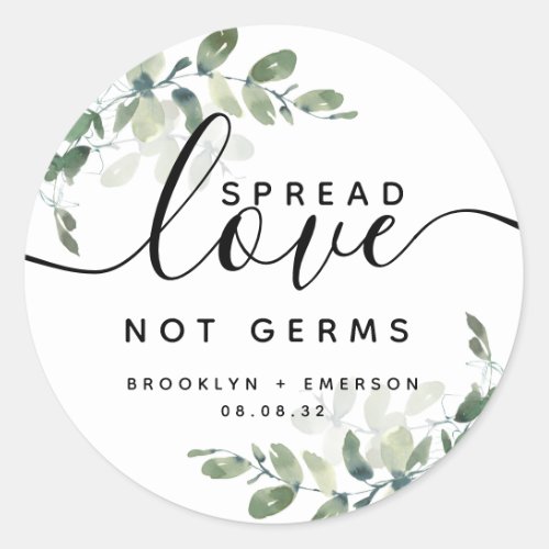 Eucalyptus Spread Love Not Germs Hand Sanitizer Sq Classic Round Sticker