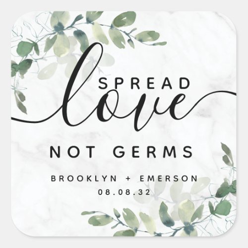 Eucalyptus Spread Love Not Germs Hand Sanitizer Sq Square Sticker