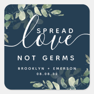 Eucalyptus Spread Love Not Germs Hand Sanitizer  Square Sticker