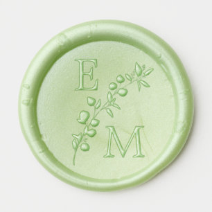 Eucalyptus Sprig Modern Monogram Wedding Wax Seal Sticker
