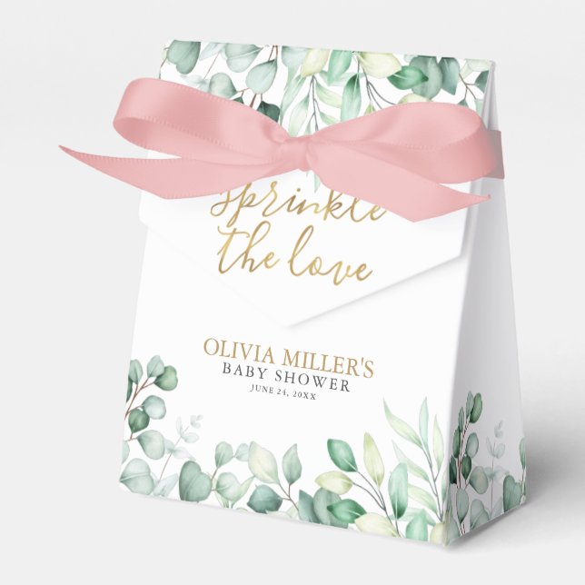 Eucalyptus Sprinkle the Love Thank You Baby Shower Favor Boxes (Front Side)