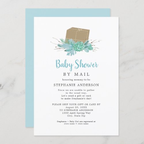 Eucalyptus Succulent Baby Shower by Mail Invitation