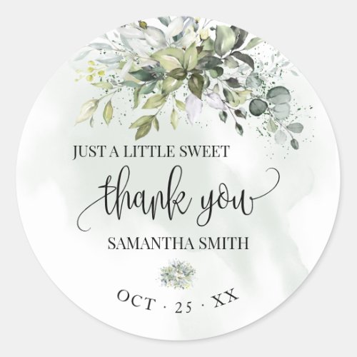 Eucalyptus Succulent Baby Shower Thank You Classic Round Sticker