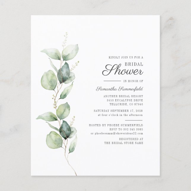 Eucalyptus Succulent Bridal Shower Invitation (Front)