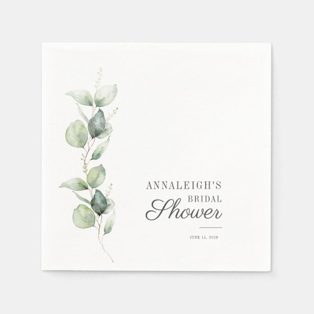 Eucalyptus Succulent Bridal Shower Modern Paper Napkins (Front)