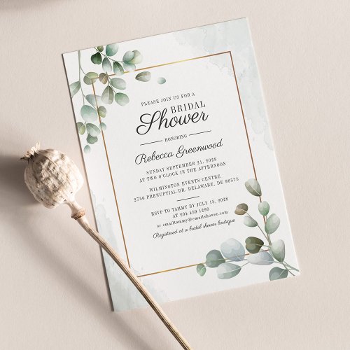 Eucalyptus Succulent Geometric Bridal Shower Invitation Postcard