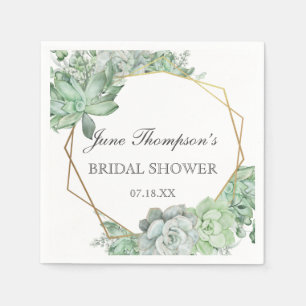 Eucalyptus Succulent Greenery Border Bridal Shower Napkins