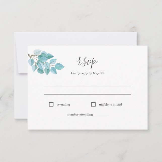 Eucalyptus + succulent meal choice RSVP card (Front)