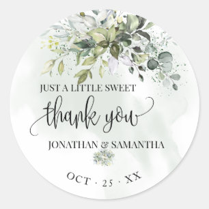 Eucalyptus succulent wedding thank you classic round sticker
