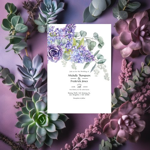 Eucalyptus Succulents  QR Code RSVP Wedding Invitation