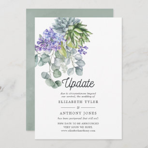 Eucalyptus Succulents Wedding Postponement Invitation