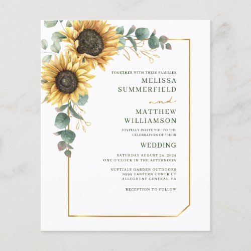 Eucalyptus Sunflower All_in_One Wedding Invitation