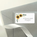 Eucalyptus Sunflower Botanical Return Address Label<br><div class="desc">Create a modern Sunflower Floral return address labels with this cute template featuring beautiful rustic floral bouquet, geometric gold effect frame, with modern simple typography. TIP: Matching wedding suite cards like RSVP, wedding programs, banners, tapestry, gift tags, signs, and other wedding keepsakes and goodies are available in the collection below...</div>