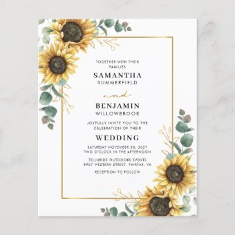 Eucalyptus Sunflower Botanical Wedding Invitation | Zazzle