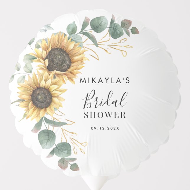 Eucalyptus Sunflower Bridal Shower Floral Balloon (Front)