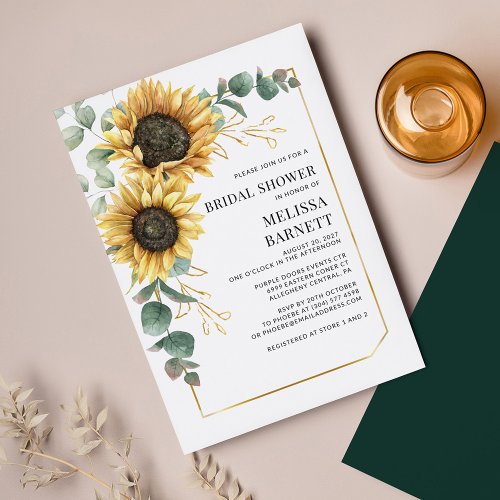 Eucalyptus Sunflower Bridal Shower Invitation