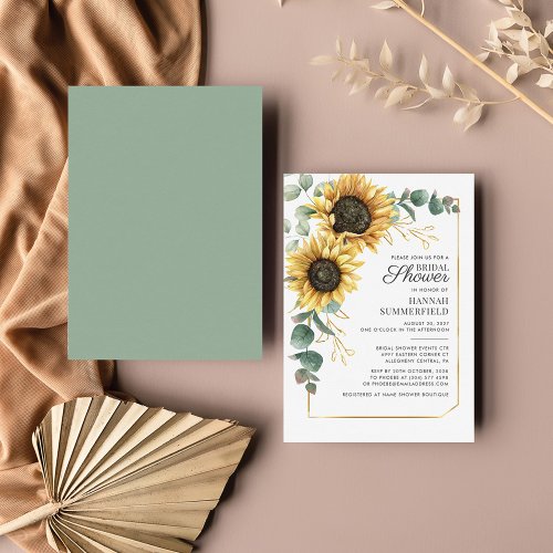Eucalyptus Sunflower Bridal Shower Invitation