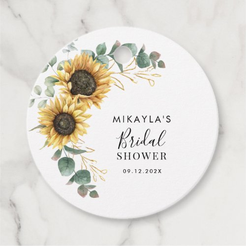 Eucalyptus Sunflower Bridal Shower Thank You Favor Tags