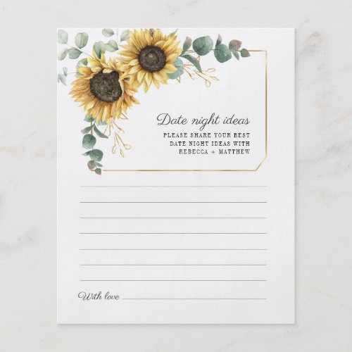 Eucalyptus Sunflower Date Night Ideas Card Flyer