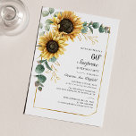 Eucalyptus Sunflower Floral 60th Birthday Party<br><div class="desc">Eucalyptus Sunflower Floral Script 60th Birthday Invitation you can easily customize with your party details by clicking the "Personalize" button. Featuring bright yellow floral and greenery succulent with a gold foil geometric frame and modern typography</div>