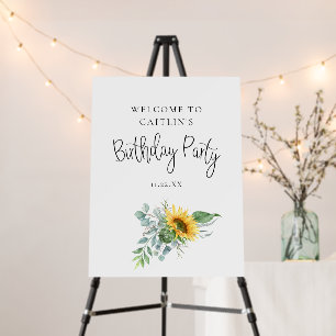 Eucalyptus Sunflower Floral Birthday Party Welcome Foam Board