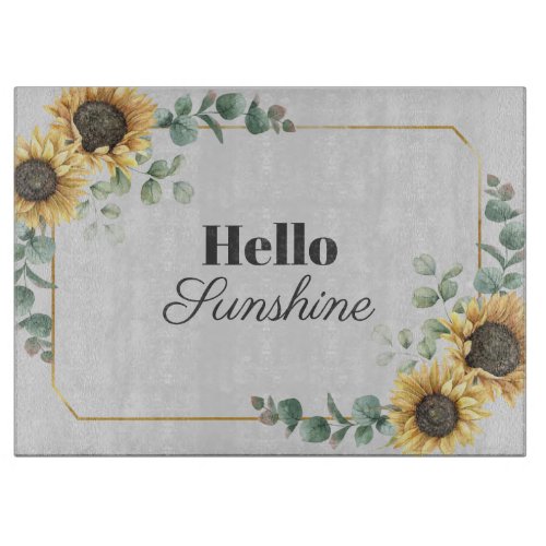  Eucalyptus Sunflower Floral Bridal Shower Cutting Board