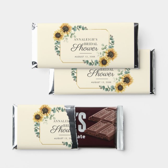  Eucalyptus Sunflower Floral Bridal Shower Hershey Bar Favors (Front)
