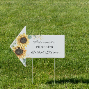 Eucalyptus Sunflower Floral Bridal Shower Welcome Sign