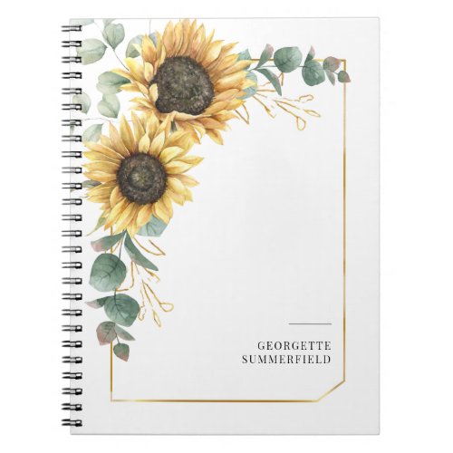Eucalyptus Sunflower Floral Geometric Notebook