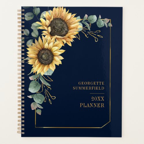 Eucalyptus Sunflower Floral Geometric Planner