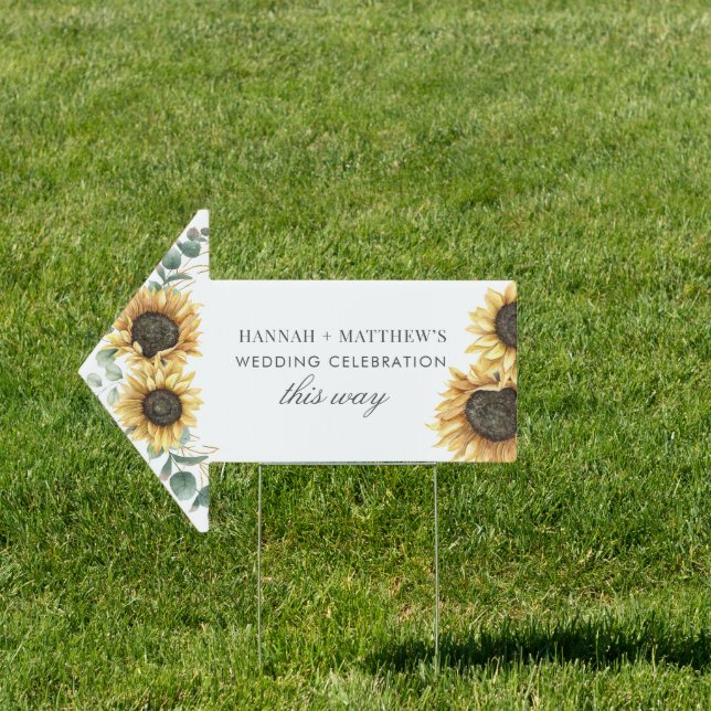 Eucalyptus Sunflower Floral Greenery Wedding Sign (Insitu)