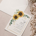 Eucalyptus Sunflower Floral Script 60th Birthday Invitation<br><div class="desc">Eucalyptus Sunflower Floral Script 60th Birthday Invitation you can easily customize with your party details by clicking the "Personalize" button. Featuring bright yellow floral and greenery succulent with a gold foil geometric frame and modern typography</div>