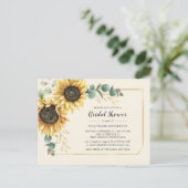 Eucalyptus Sunflower Floral Script Bridal Shower Invitation Postcard (Standing Front)