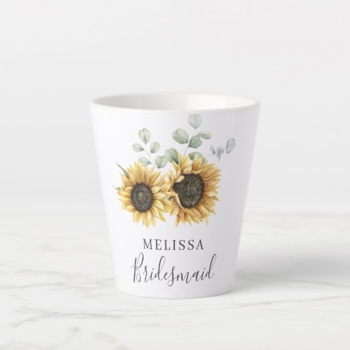 Eucalyptus Sunflower Floral Wedding Bridesmaid Latte Mug