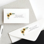 Eucalyptus Sunflower Floral Wedding Return Address Label<br><div class="desc">Create a modern Sunflower Floral return address labels with this cute template featuring beautiful rustic floral bouquet, geometric gold effect frame, with modern simple typography. TIP: Matching wedding suite cards like RSVP, wedding programs, banners, tapestry, gift tags, signs, and other wedding keepsakes and goodies are available in the collection below...</div>