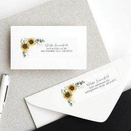 Eucalyptus Sunflower Floral Wedding Return Address Label