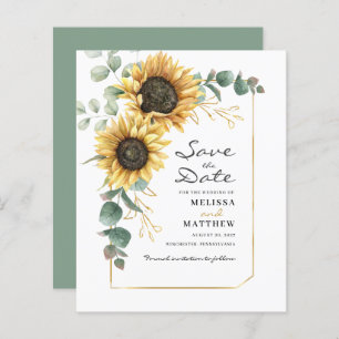 Eucalyptus Sunflower Floral Wedding Save Date 
