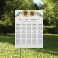 Eucalyptus Sunflower Floral Wedding Seating Chart