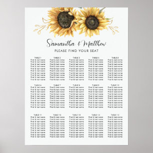 Eucalyptus Sunflower Floral Wedding Seating Chart