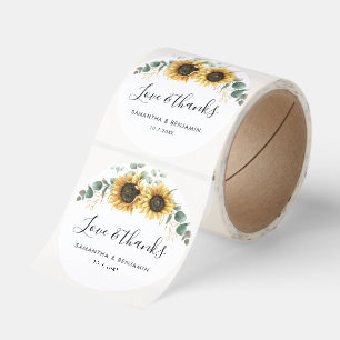 Eucalyptus Sunflower Floral Wedding Thank You Classic Round Sticker