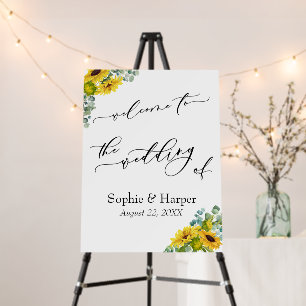 Eucalyptus & Sunflower Floral Wedding Welcome  Foam Board