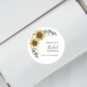 Eucalyptus Sunflower Flowers Bridal Shower Classic Round Sticker