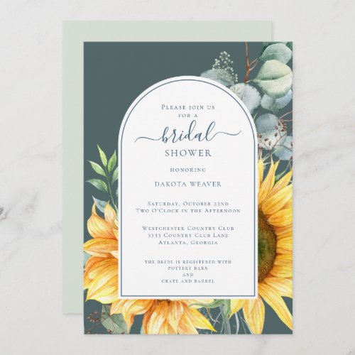 Eucalyptus Sunflower Green Bridal Shower Invitatio Invitation